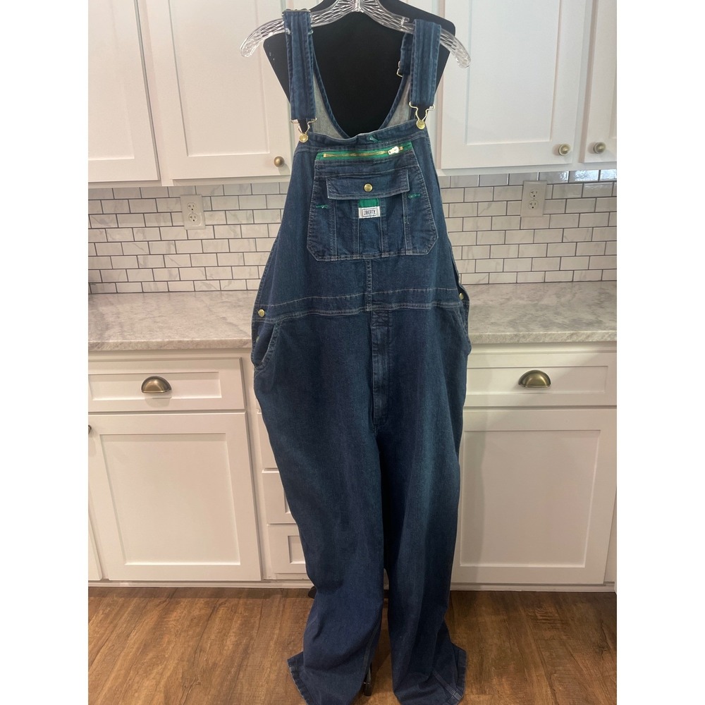 Liberty Overalls Men Size 44 Blue Denim Bib Workwear Utility Jeans  Inseam 26